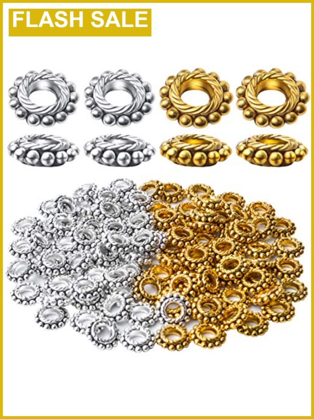 100pcs Antique Spacer Beads Kit for DIY Bracelet Necklace Making